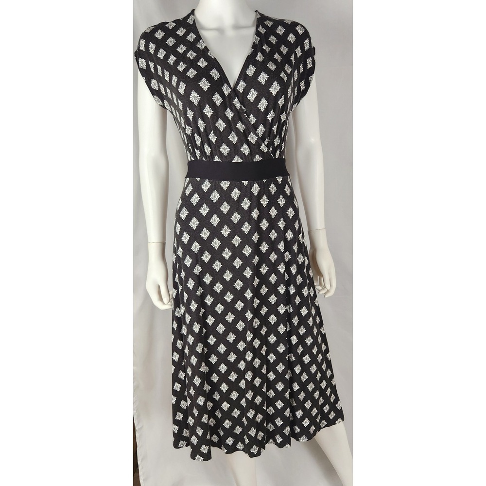 Croft & Barrow Geometric Black & White Midi Dress M